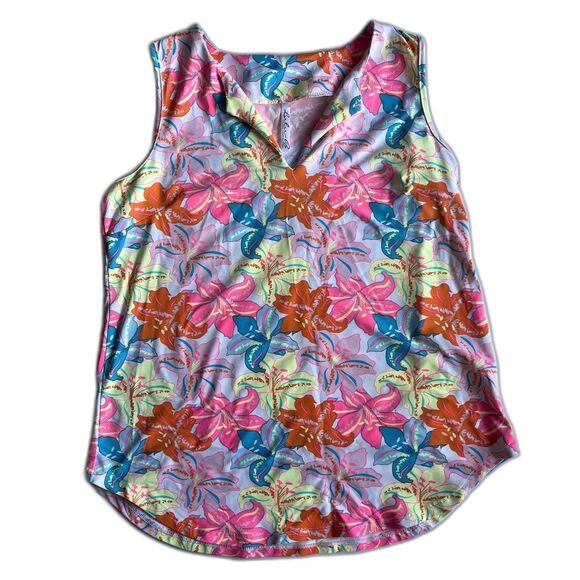 Lulu B Small Vneck Sleeveless Top with UPF50 Protection - Picture 1 of 4